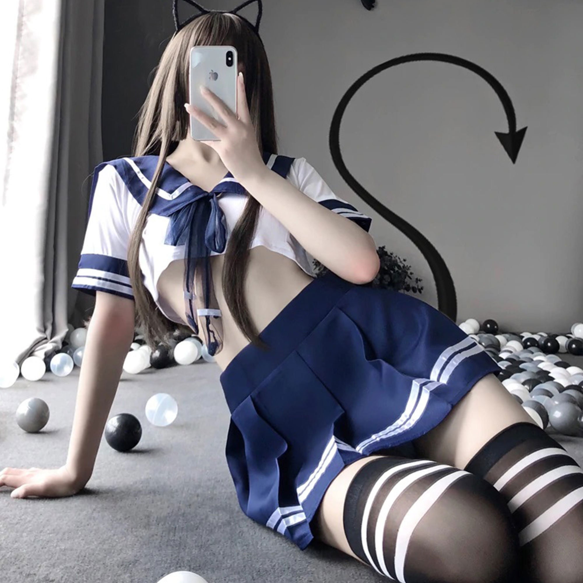 Japanese Sailor Girls Nude - Blue and White Super Sexy Japanese Korean School Girl Outfit - Etsy