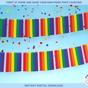 Printable Pride Bunting - Rainbow Flag Bunting - Instant Download - LGBTQ+ Pride Party Decorations - DIY Bunting