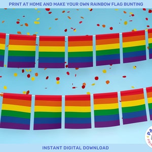 Printable Rainbow Flag Bunting - Pride Rainbow Bunting - Instant Download - LGBTQ+ Pride Party Decorations - DIY Pride Flag Bunting