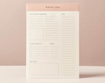 Waste Less - Track Perishables - Reduce Food Waste. Magnetic Meal Planner Pad & Grocery List, 52 Tear-Off Pages (8 x 6 in)