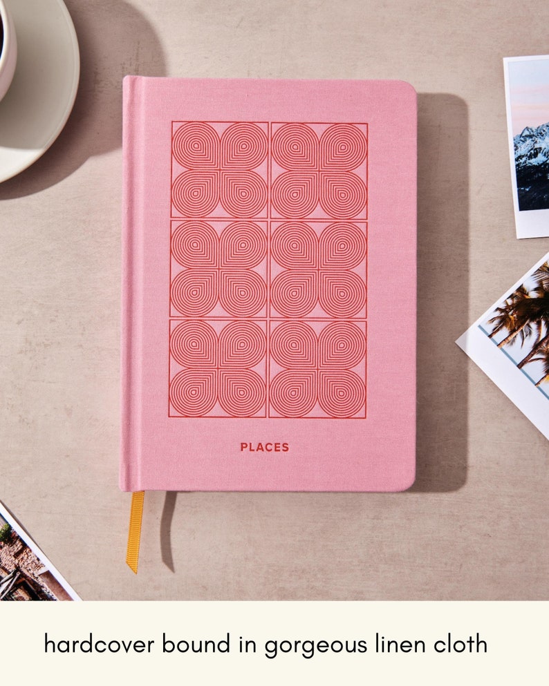 Travel Journal Adventure Journal for Travelers to Plan & Reflect on Vacations and Trips. Keepsake Travel Gift Hardcover, 8 x 6.5 in Pink