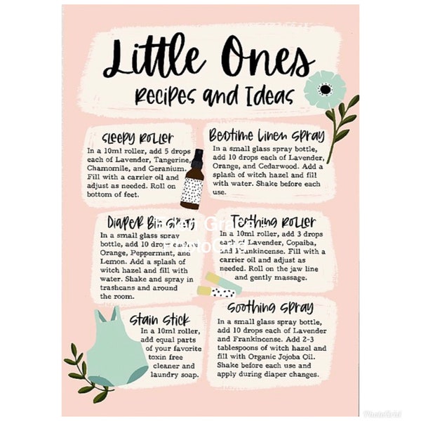 Little Ones recipe ideas card, Young Living essential oils, recipe card, oil card, gift to give, new member, education,DIGITAL DOWNLOAD ONLY