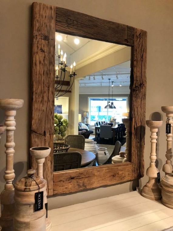 Wood Floor Mirror Full Length Antique Mirror Large Wall Etsy