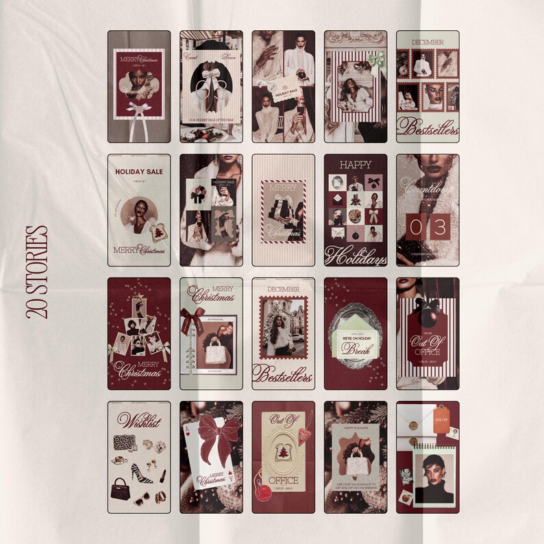 Moody luxe feminine Christmas Instagram template in Canva for creative entrepreneurs, luxury branding, editorial social media design, chic aesthetic templates for Instagram posts and stories, content planning, social media marketing ideas, Instagram feed inspiration, Canva template design for holiday sales, digital marketing creative ads, social media advertising templates, and festive content strategy.
