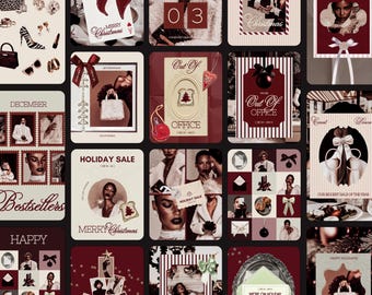 Editorial Christmas Instagram Canva Templates, Feminine Luxury Branding Instagram Feed