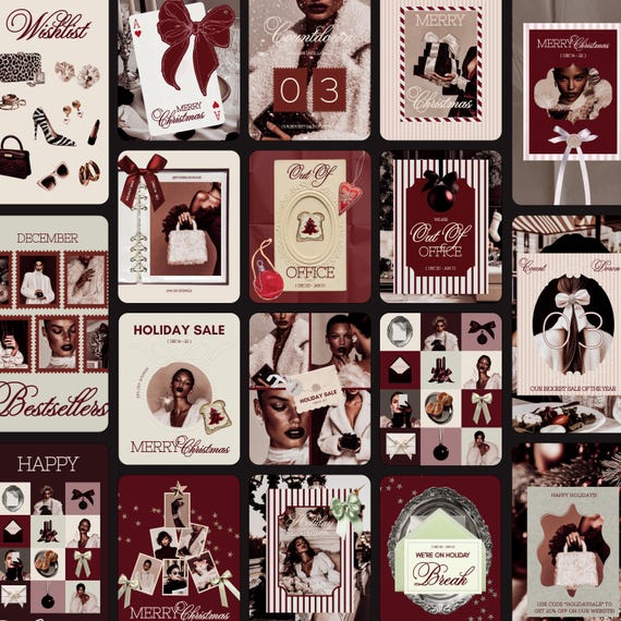 Editorial Christmas Instagram Canva Templates, Feminine Luxury Branding Instagram Feed