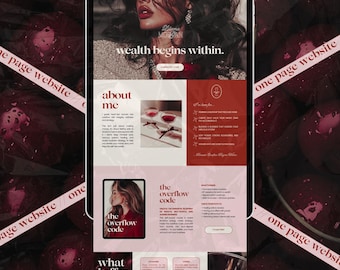 Dark Feminine One Page Website Canva Template, Moody Old Money Branding