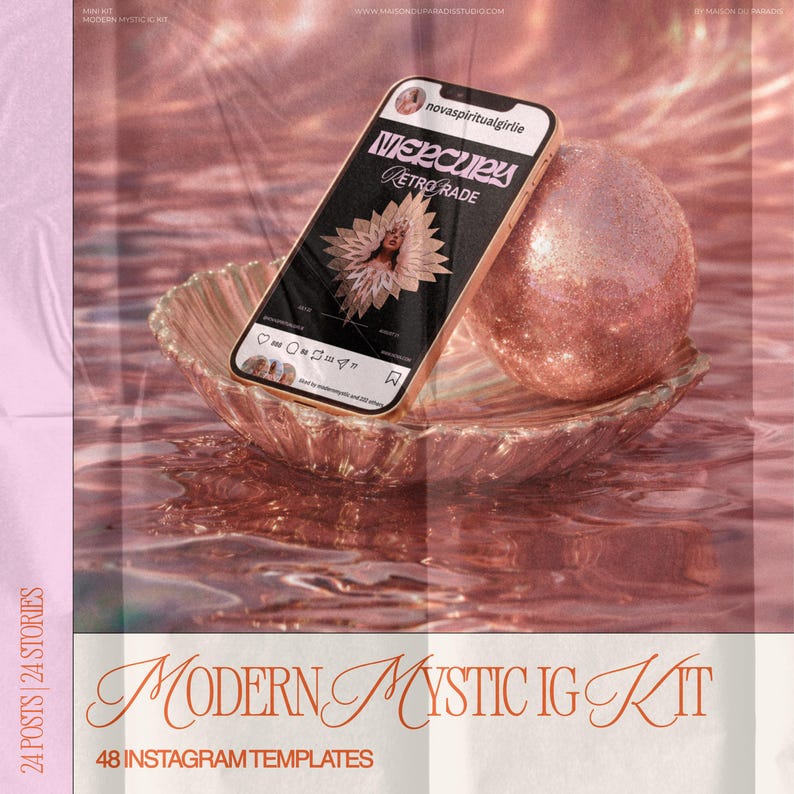 A complete Instagram Canva template kit for spiritual entrepreneurs and modern mystics looking to elevate their Instagram feed aesthetic. Includes Instagram post templates, Instagram story layouts, and reusable social media templates that support content creation, branding, and marketing. Designed for confident coaches, healers, and creators who want a polished, professional, and visually aligned Instagram presence.