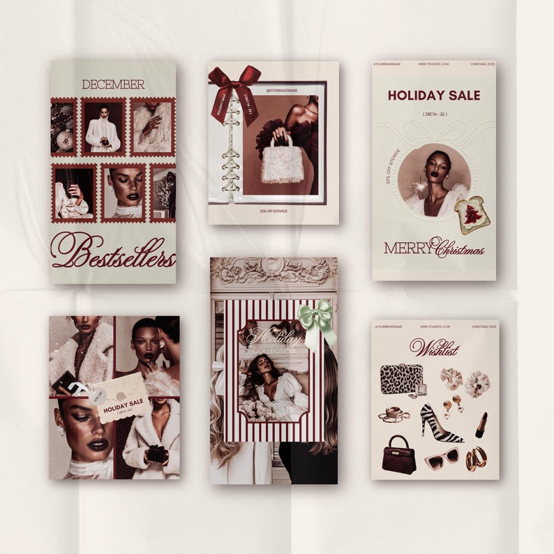 Aesthetic chic luxury brand Christmas Instagram Canva template crafted for editorial-style social media marketing, featuring moody feminine branding, Instagram feed ideas, Canva post layouts, content creator templates, digital marketing creative ads, Instagram story ideas, luxury Canva templates, social media post design inspiration, and holiday content for coaches, influencers, and designers.
