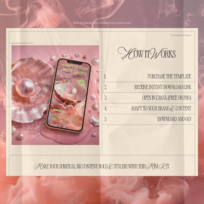 Instagram feed and story Canva templates designed for spiritual businesses and modern mystic brands. This template kit supports Instagram content planning, aesthetic feed design, and consistent social media marketing for creators and entrepreneurs using Canva. Canva Instagram template pack for bold, confident spiritual brands. Designed for modern mystics, coaches, and content creators who want dreamy, editorial Instagram content that supports branding, marketing, and audience growth.