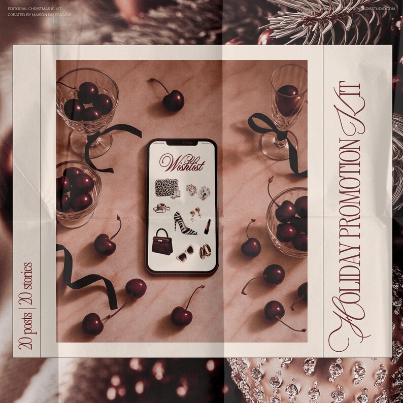 Luxe editorial-style Christmas Instagram template in Canva with chic feminine branding, providing Instagram post and story ideas, aesthetic social media templates, feed design inspiration, Canva layouts for digital marketers, creative ads, Instagram Canva post ideas, social media marketing tools, luxury brand visuals, and moody holiday-themed content for creators and small business owners.