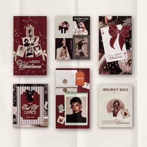 Aesthetic editorial luxe feminine Christmas social media Canva template for Instagram marketing, featuring luxury brand style, chic branding ideas, moody holiday content, Instagram post templates, Canva design inspiration, social media advertising posts, digital marketing creative ideas, Instagram feed planner themes, and high-end social media template designs tailored for creators and entrepreneurs.