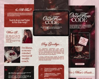 Red Dark Feminine Course Sales Page Canva Template, Cherry Coded Moody Old Money Branding