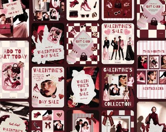 Valentine’s Day Instagram Templates, Editorial Fashion Feed, Romantic Gift Guide Canva Templates