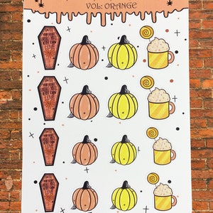 Pixie&#39;s Pumpkin Patch Vol Orange | Fall |Not So Scary/ Halloween Sticker Sheet  |Perfect for Planners - Scrapbooking - Journaling –Notebooks