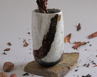 Raku Vase / Raku Pottery / Handmade Ceramic/ Distinctive Handcrafted Ceramic Vase / Wabi-Sabi Ceramic / Flower Vase/ Gift /Home Decor Accent