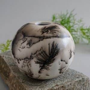 Raku pottery/ Horsehair pottery / Handmade ceramic vase / Home decor/ Modern pottery/ Wabi-Sabi ceramic vase/ Flower vase / Gift for him