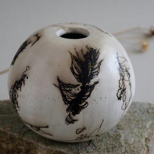 Raku pottery/ Horsehair pottery / Handmade ceramic vase / Home decor/ Modern pottery/ Wabi-Sabi ceramic vase/ Flower vase / Gift for him
