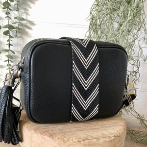 Black Crossbody Bag, Black Leather Cross Body Bag, Black Tassel Bag, Black Crossbody, Black Disco Bag, Black Camera Bag, Genuine Leather Bag