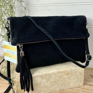Schwarze Wildledertasche, Schwarze Wildleder Geldbörse, Schwarze Quaste Tasche, Schwarze Clutch Tasche, Wildleder Quaste Geldbörse, Schwarze Wildledertasche, Schwarze Quasten Geldbörse, Clutch Tasche