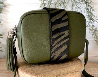 Khaki Green Crossbody Bag, Olive Leather Cross Body Bag, Green Tassel  Leather Bag, Army Green Crossbody, khaki Disco Bag, Olive Green Purse