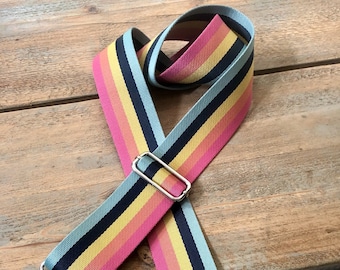 Rainbow Bag Straps, Bright Rainbow Stripes Bag Strap, Summer Stripe Strap, Summer Bag Straps, Colourful Bag Strap, Pastel Bag Straps