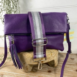 Purple Leather Crossbody, Genuine Leather Purple Bag, Purple Tassel Bag, Purple Crossbody, Purple Handbag, Purple Clutch Bag, Purple Purse