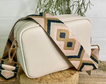 Cream Crossbody Bag, Ivory Bag, Cream Vegan Leather Purse, Ivory Non Leather Bag, Off White Handbag, Cream Purse, Cream Guitar Strap Purse