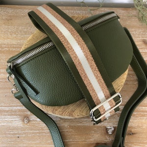 Olive Green Bum Bag, Green Leather Chest Bag, Real Leather Waist Bag, Olive Crossbody Bum Bag, Bum Bag with Strap, Green Chest Bag, Moon Bag