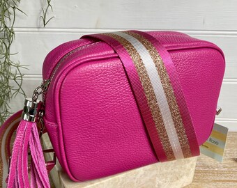 Hot Pink Pink Bag, Fuchsia Tassel Bag, Magenta Crossbody Bag