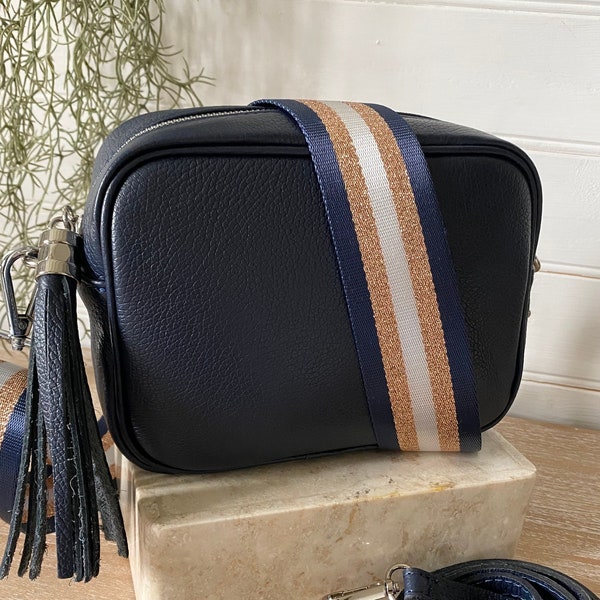 Navy Leather Crossbody Bag, Navy Blue Cross Body Bag, Navy Blue Leather Purse, Navy Leather Bag, Navy Crossbody Purse, Dark Blue Camera Bag