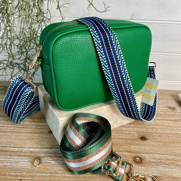 Sac à bandoulière vert, Sac vert herbe à deux bandoulières, Sac en cuir végétalien vert vif, Sac sans cuir vert émeraude, Sac à main vert vif