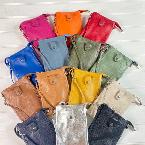 Leren telefoontas, damestelefoonzakje, telefoon Crossbody, telefoontasje, echte lederen telefoon Crossbody, kleine Crossbody tas, Crossbody portemonnee