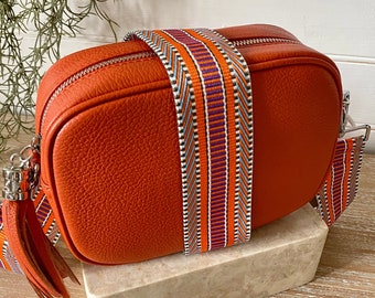 Orange Crossbody Bag, Orange Leather Bag, Orange Cross Body Bag, Orange Leather Purse, Orange Leather Bag, Orange Leather Crossbody Purse