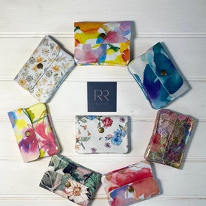Kleine Leder Geldbörse, Geldbörse mit Blumen Print, Geldbörse mit buntem Druck, Damen Geldbörse, Leder Geldbörse, Kleingeld Brieftasche, Damen Geldbörse