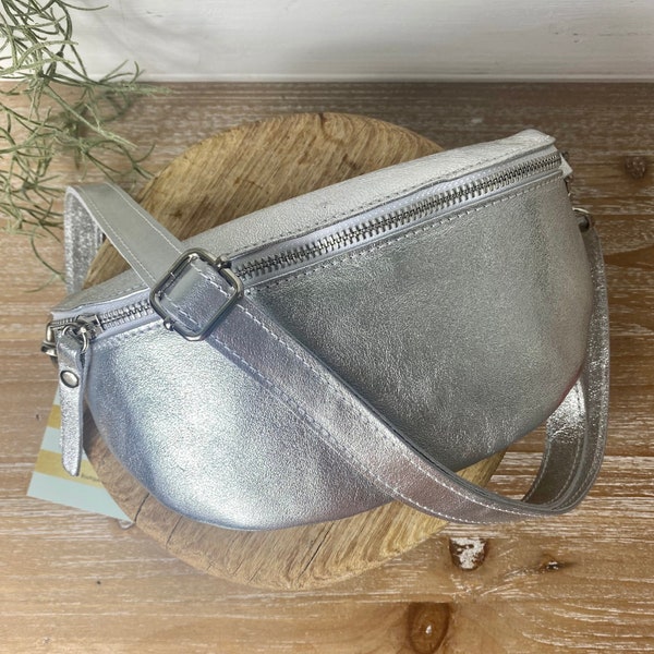 Silver Sling Bag, Silver Bum Bag, Silver Purse, Silver Waist Bag, Silver Crossbody Bag, Silver Chest Bag, Silver Fanny Pack Bag, Metallic