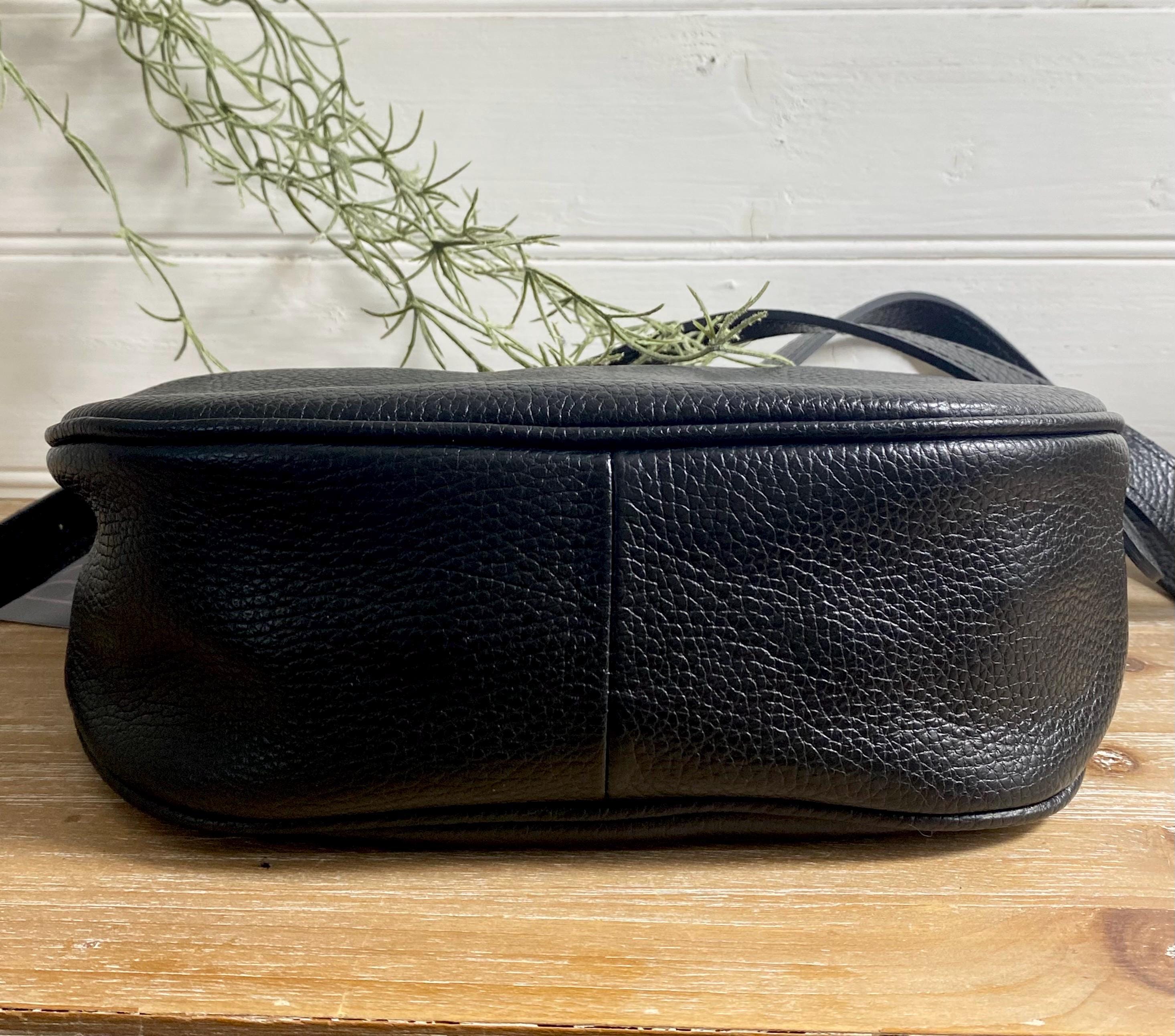 Black Leather Half Moon Bag, Black Real Leather Bag With