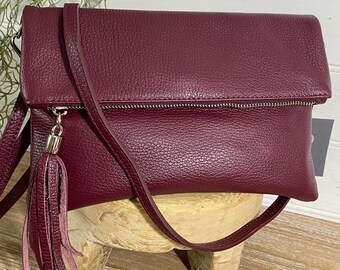Burgundy Leather Bag, Cherry Red Bag, Dark Red Crossbody, Burgundy