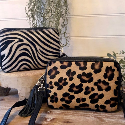 Genuine Leopard Print Cowhide Handbag - Crossbody Shoulder Bag With Adjustable Strap - View #7