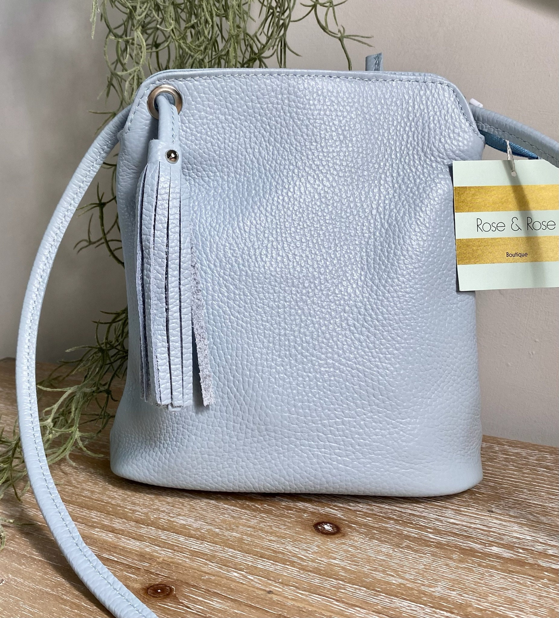 Pale Blue Crossbody Bag, Baby Blue Leather Bag, Light Blue  display picture 1