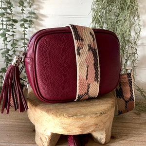 Sac en cuir bordeaux, Sac en cuir rouge foncé, Sac rouge cerise, Sac à pampilles rouge bordeaux, Sac bandoulière bordeaux, Sac disco bordeaux, Sac en cuir bordeaux