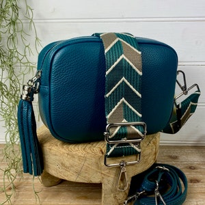 Teal Cross Body Bag, Teal blauwe leren tas, Peacock Blue Cross Body Bag, Teal lederen tas, Teal lederen tas, Teal blauwe Cross Body tas afbeelding 2