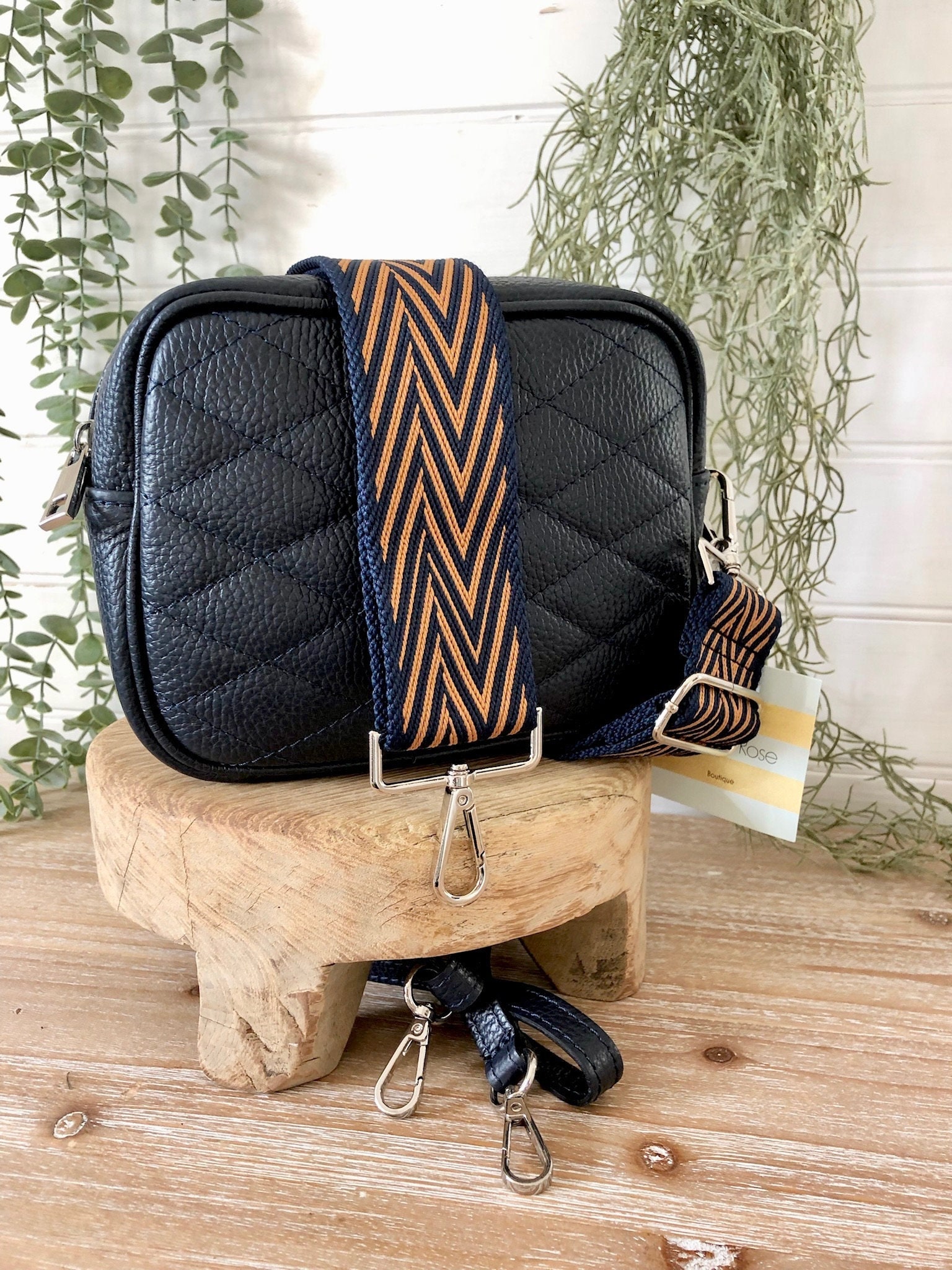 Navy quilted bag sales