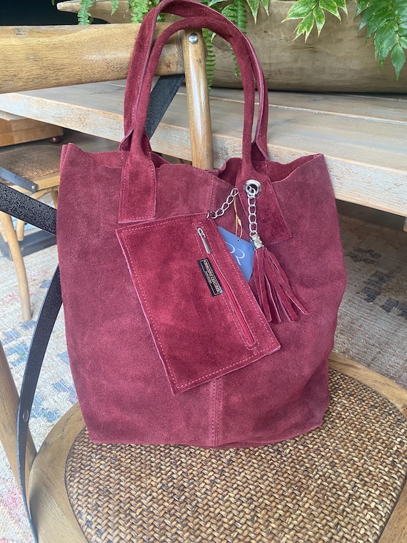 Generisch Suede Hobo Bag Damen Vintage Leather Tote Bag For Women Wildleder Tasche Damen-shopper Slouchy Handtasche Uni Bag Shoulder Bag Women(braun