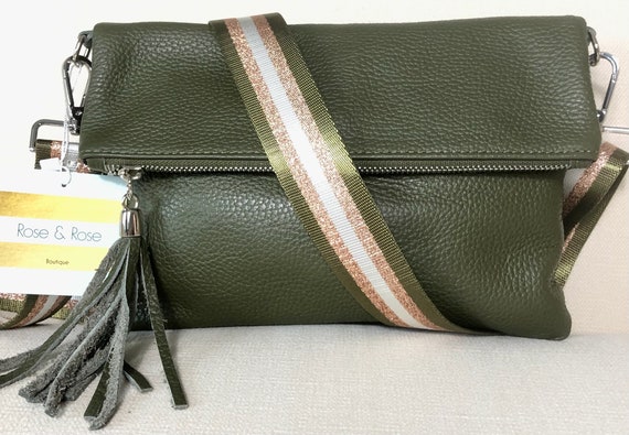 Olive Cypress Leather Clutch | Leather Clutch Bag by KMM & Co.
