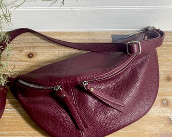 Burgunderrote Tasche, weinrote Schultertasche, weinrote