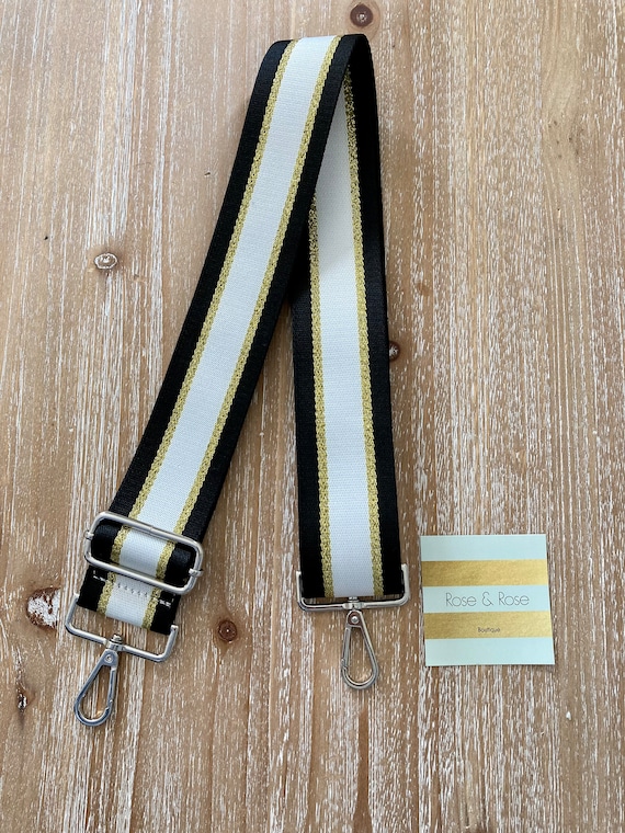 Black & White Striped Purse Strap