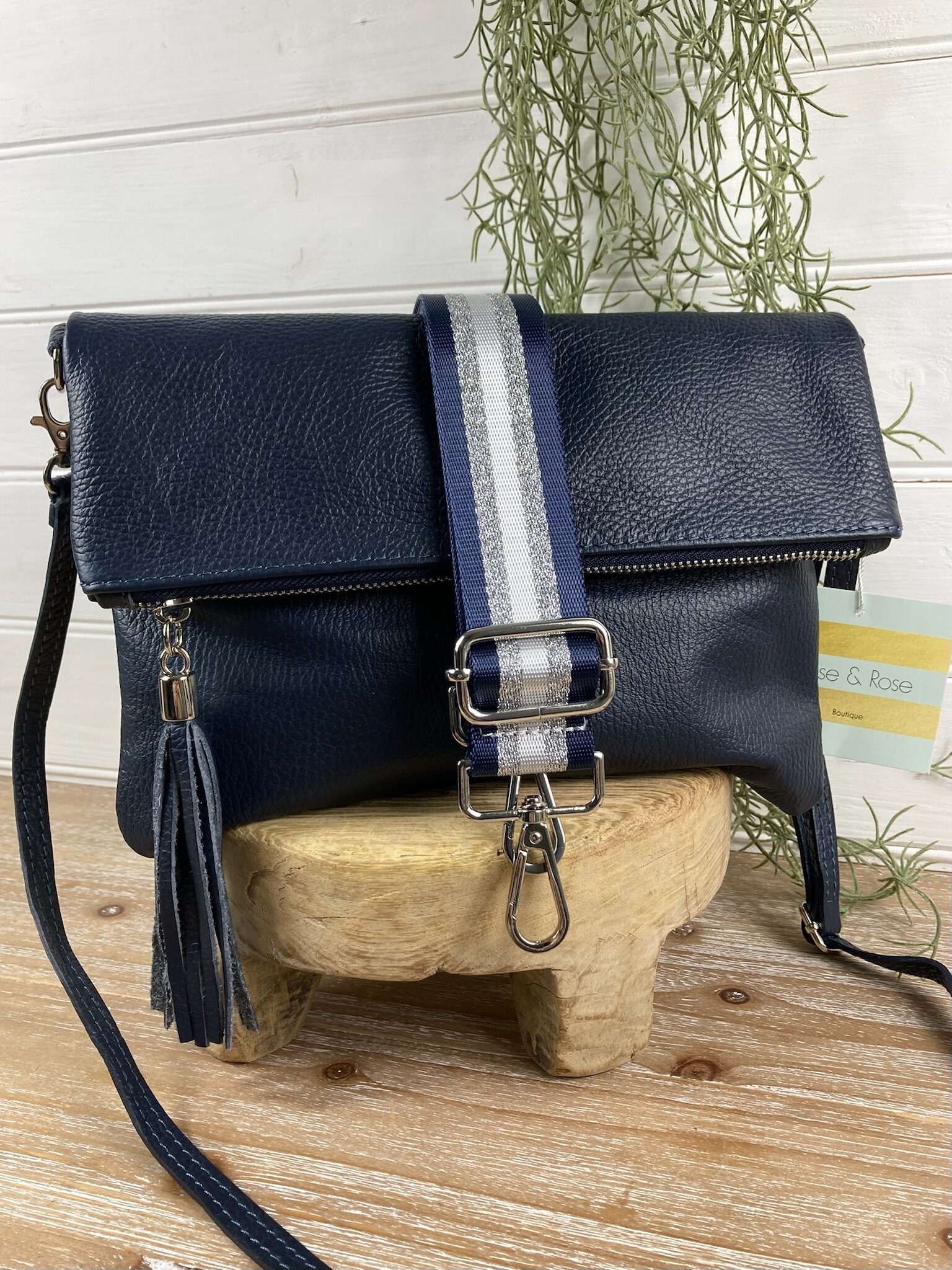 Navy Leather Crossbody, Genuine Leather Navy Bag, Navy