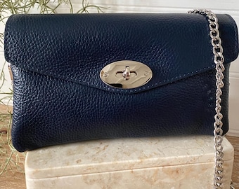 Vintage Coach Dark Navy Leather Crossbody Shoulder Mini Bag Style