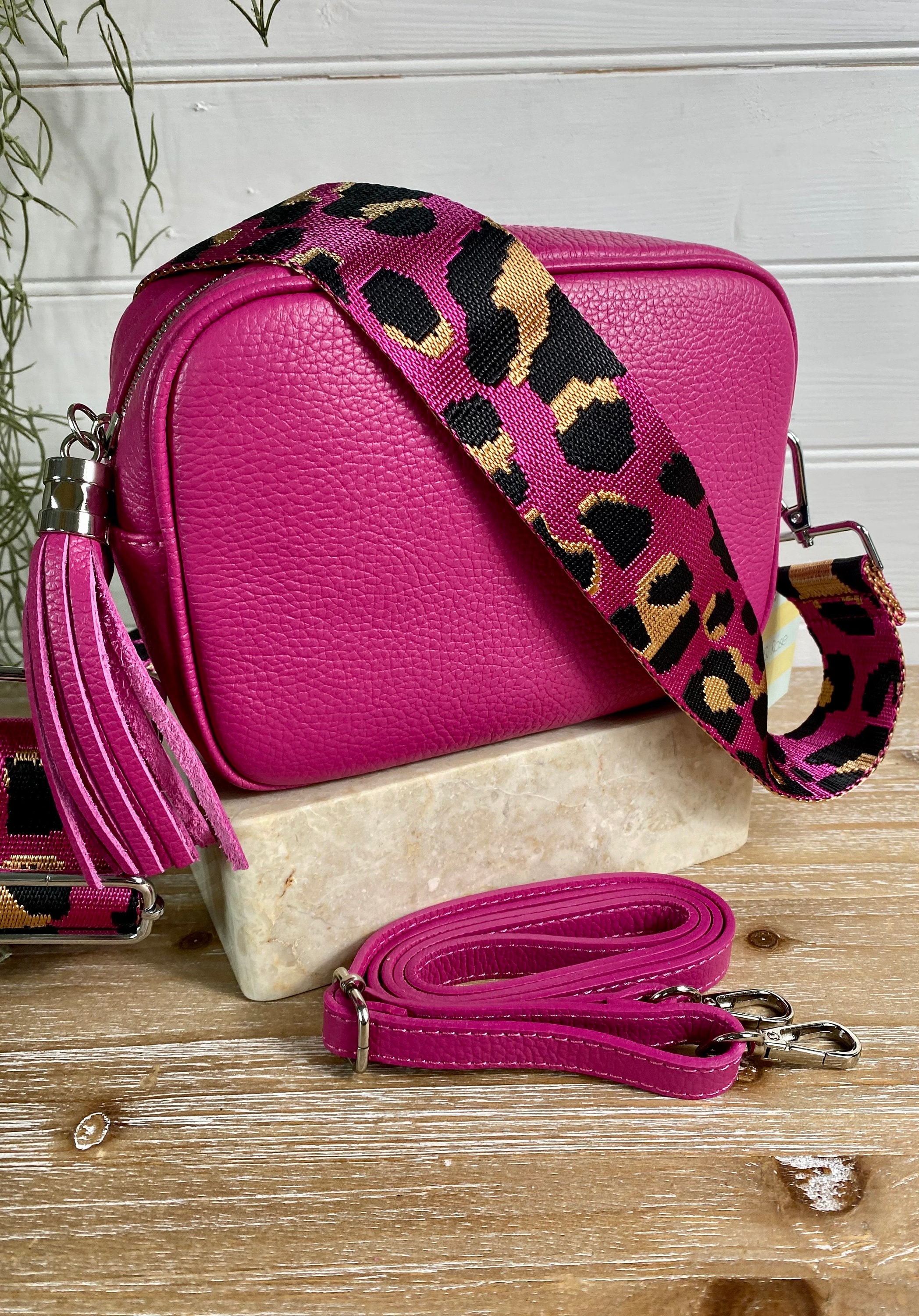Hot Pink Bag, Fuchsia Tassel Bag, Pink Crossbody Bag, Bright 